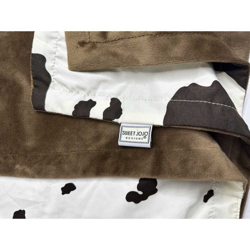 Sweet Jojo Baby Blanket Cow print Brown Cream Swaddle Minky Soft Western